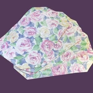 Vintage Floral Vinyl Placemats Set of 4 Padded Rose Cottage Table Mats